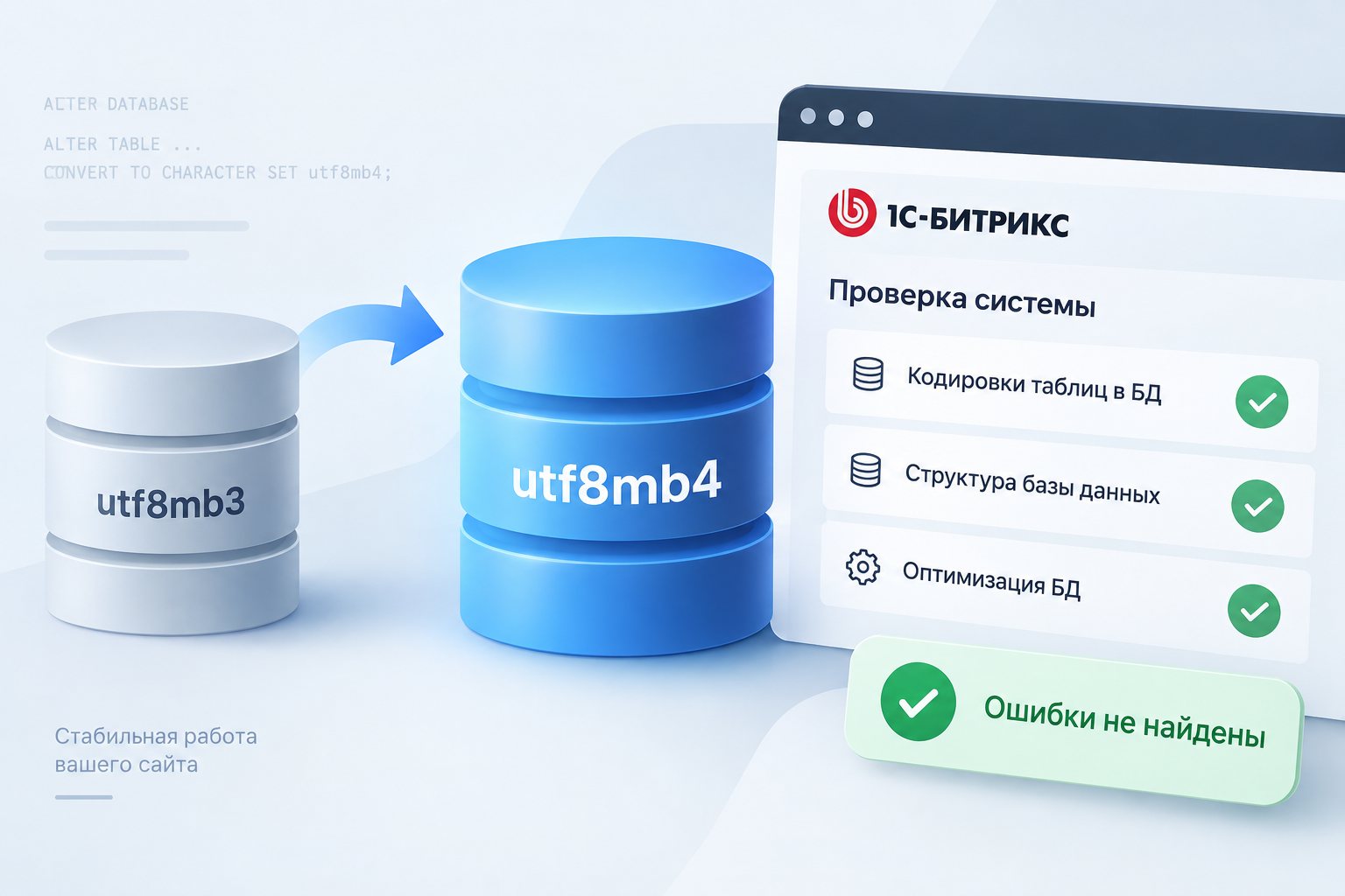 Кодировка поля "SITE_ID" таблицы "b_abtest" (utf8) отличается от кодировки базы (utf8mb3)